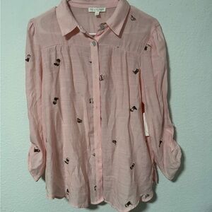 Fig and Flower - Pink Embroidered Women's Top - Sz Small